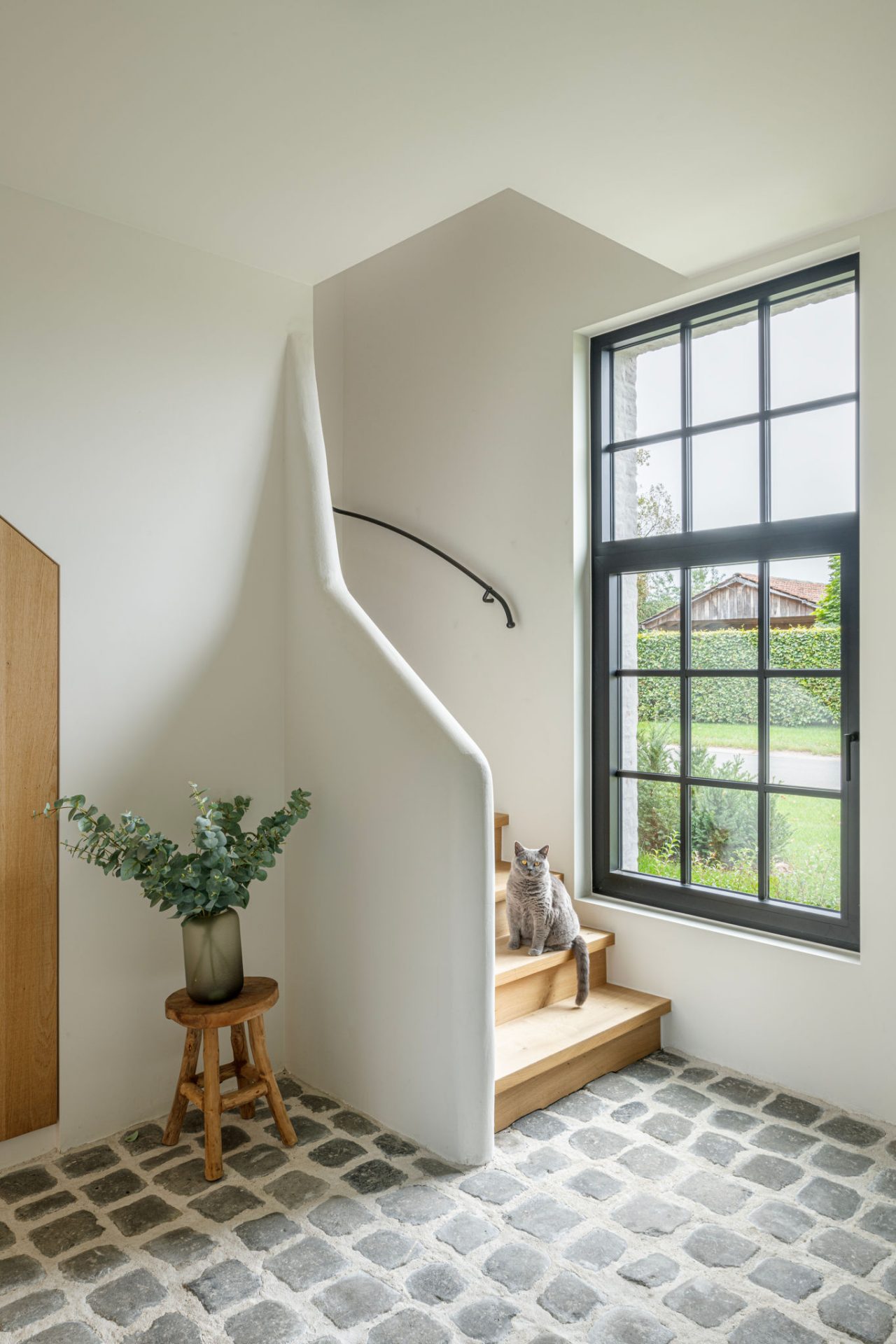 All windows are Decalu110 Steel.

The window with the curved top on the left at the front facade (living area) is Zendow#neo.